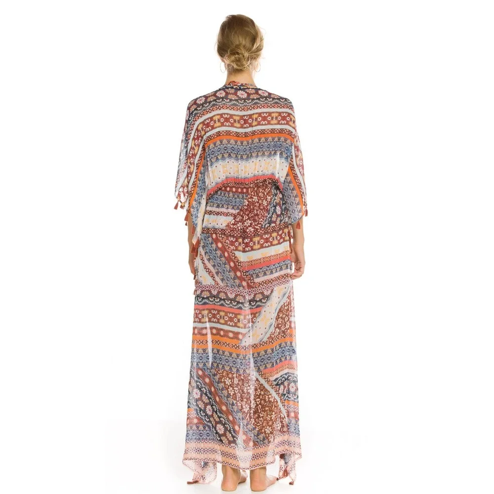 Agua Bendita Sienna Story Sam Maxi Tunic One Size Fits All Cover Up Kimono